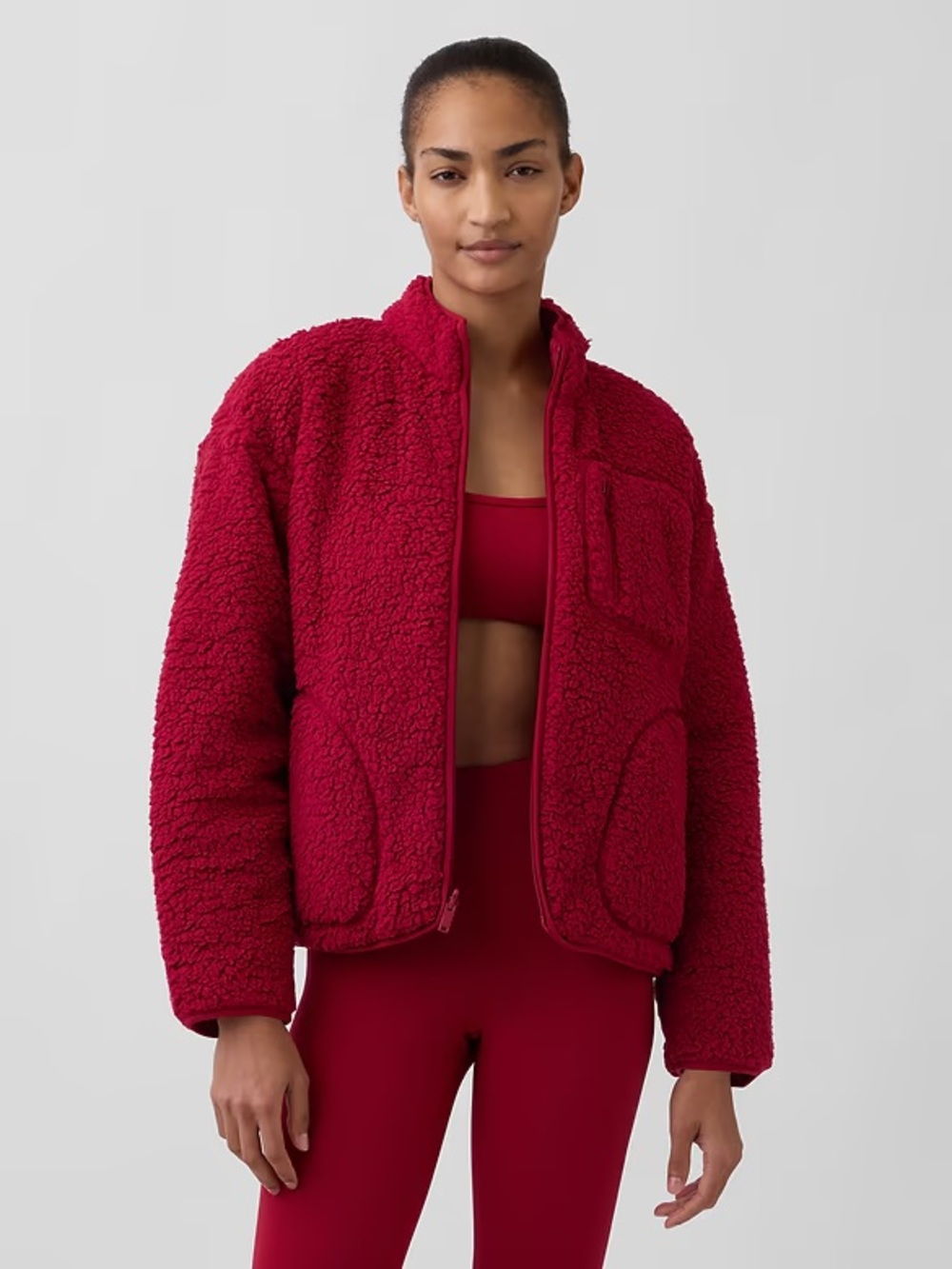 NWT GAP reversible sherpa jacket in red, size large